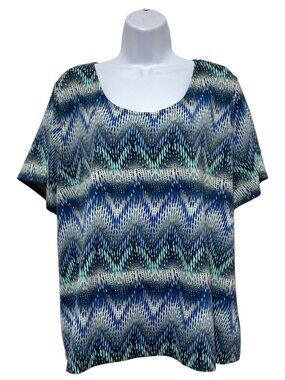 Notations-Women's 3X Plus Size Pullover Top Multi-Color Design-Light Weight